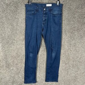 Gustin Straight Jeans Mens 35x29 Blue Medium Wash Button Fly Denim Made USA